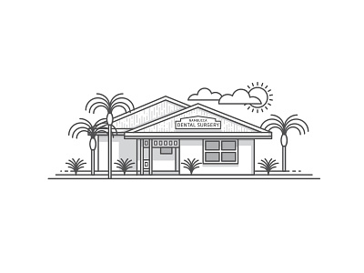 Dental Surgery Illustration clouds dental house illustration logo monoweight palm tree sun surgery