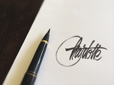 Charlotte + **Video** brush pen calligraphy charlotte cursive hand drawn lettering logo signature