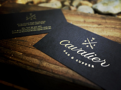 Cavalier Business Cards business cards corporate identity gold foiling custom type font icons logo stationery verg