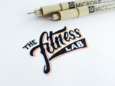 The Fitness Lab brush pen cursive fitness gym hand drawn lettering logo sketch