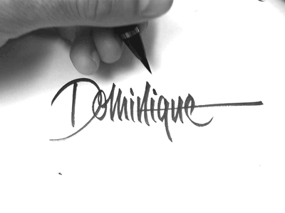 Dominique [GIF] brush pen calligraphy cursive dominique hand drawn lettering logo signature sketch typography