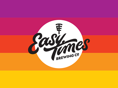 Easy Times Brewing Co brewery circle craft beer lettering logo monogram script sunset