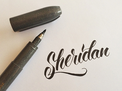 Sheridan brush pen calligraphy cursive hand drawn lettering logo sheridan signature sketch typography