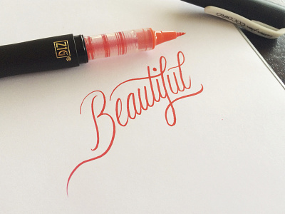 Beautiful beautiful brush pen calligraphy cursive hand drawn lettering logo signature sketch typography