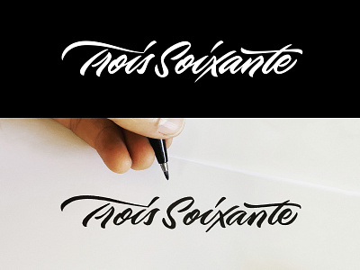Trois Soixante branding brush pen calligraphy cursive lettering logo