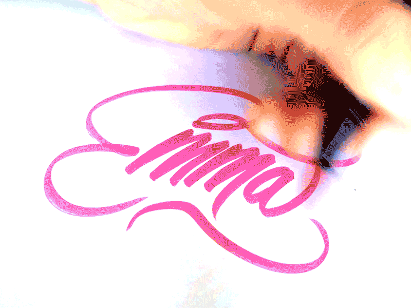 Emma brushpen emma lettering logo name pink typography