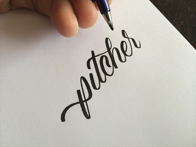 Pitcher brush pen calligraphy cursive hand drawn lettering pitcher signature