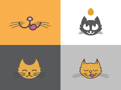 Meow! cat honey icon logo mark meow
