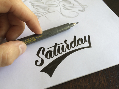 Saturday brush pen calligraphy cursive hand drawn lettering praciticing saturday signature