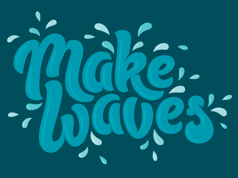 Make Waves lettering type typography brush pen logo wave water
