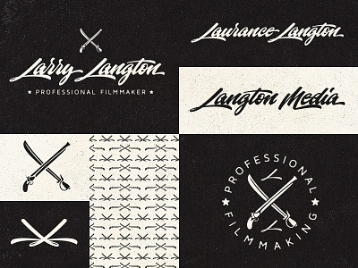 Larry Langton brand brush pen cursive emblem gun lettering logo signature sword