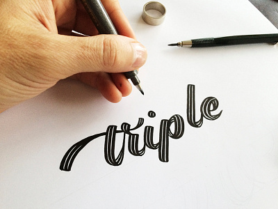 Triple Down Stroke brushpen calligraphy cursive lettering logo mango script type typography