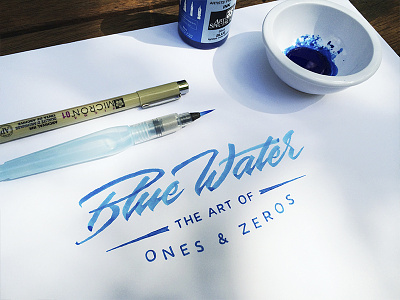 Blue Water blue brushpen calligraphy cursive ink lettering logo script type typography water