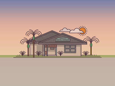 Nambucca Surgery Illustration dental house illustration monoweight palm tree sun