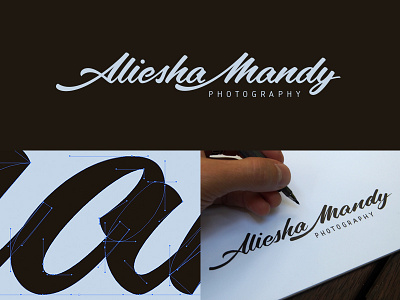 Aliesha Mandy brush pen calligraphy cursive hand drawn lettering logo photography signature vector