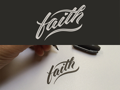 Faith brush pen calligraphy charity cursive faith hand drawn lettering logo vector