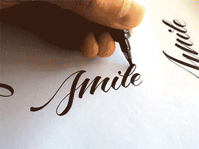 Smile! brush pen calligraphy cursive hand drawn lettering logo process smile video