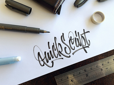 Quick Script brush pen calligraphy cursive hand drawn lettering process script
