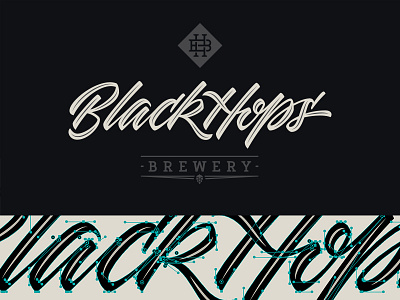 Black Hops Brewery beer brewery brush pen calligraphy cursive hand drawn hops lettering monogram process script