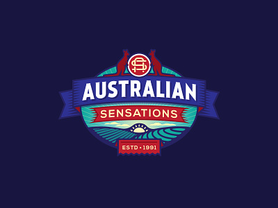 Australian Sensations australia crest emblem farm kangaroo logo monogram