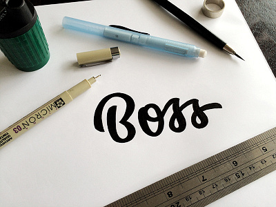 Boss boss hand drawn lettering process sketch