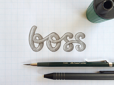 Boss V2 boss hand drawn lettering process sketch