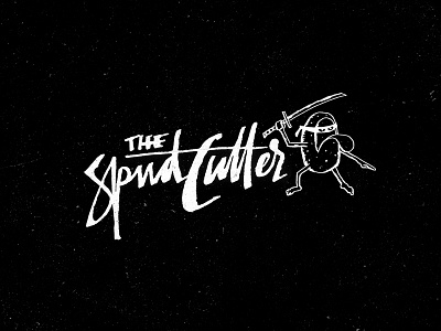 The Spud Cutter calligraphy hand drawn lettering ninja potato spud surfboard