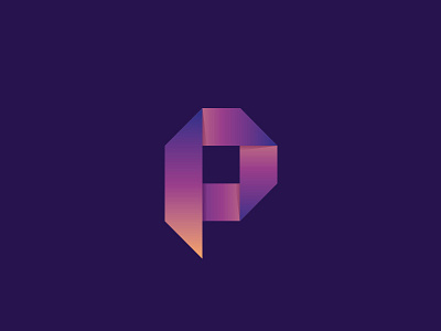 Purply P gradient logo mark origami p paper