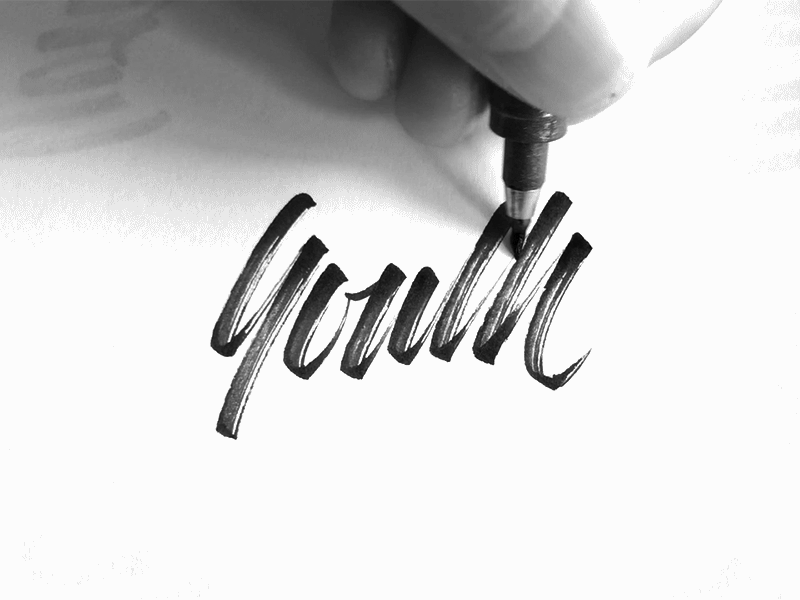 Youth brush pen logo calligraphy lettering music process script youth