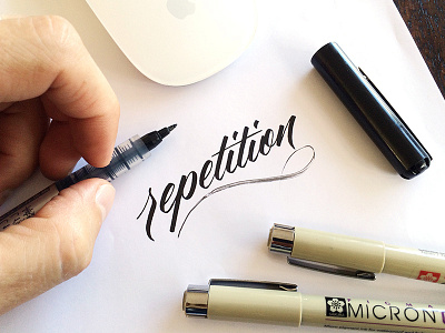 Repetition brush pen logo calligraphy lettering process repetition script