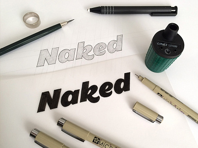 Naked Logo custom type lettering logo naked process sketch