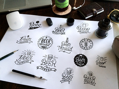 Beer Thread Sketch beer lettering process ruling pen sketch vintage