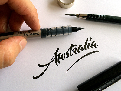 Australia australia brush pen calligraphy lettering process script