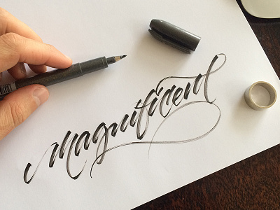 Magnificent brush pen calligraphy logo script