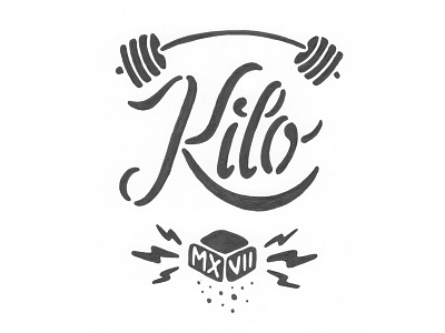 Kilo barbell chalk lettering lightening bolt logo vintage weights