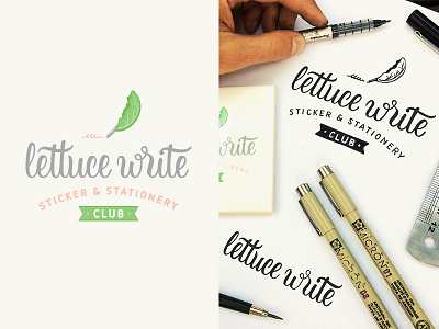 Lettuce Write lettering lettuce logo pen stationery