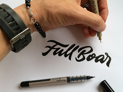 Full Boar calligraphy lettering logo