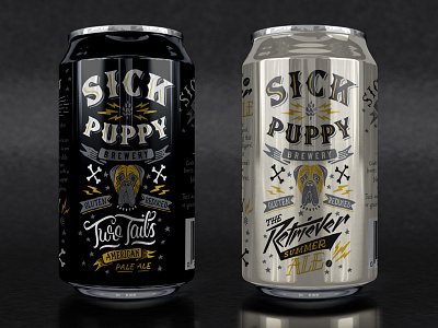 Sick Puppy Brewery beer brewery dog hop lettering puppy typography vintage