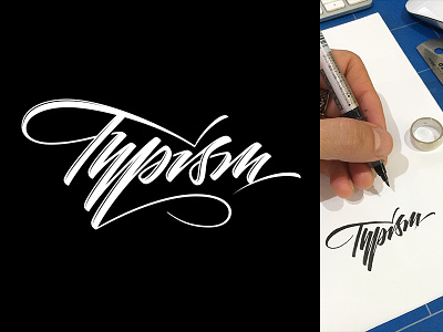 Typism calligraphy custom lettering process script typeface typism vector