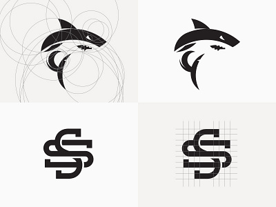 Sharks grid logo mark monogram process shark sport ss