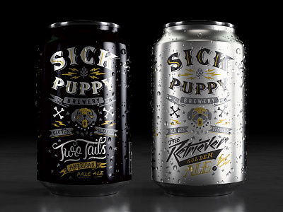 Sick Puppy beer can dog hops lettering packaging vintage