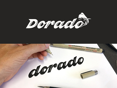 Dorado boat fish lettering logo ocean process sea water