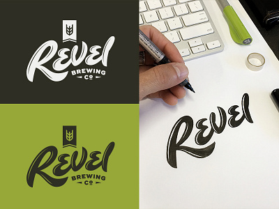 Revel beer hops lettering logo process