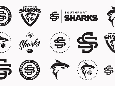 Sharks emblem football logo monogram shark shield