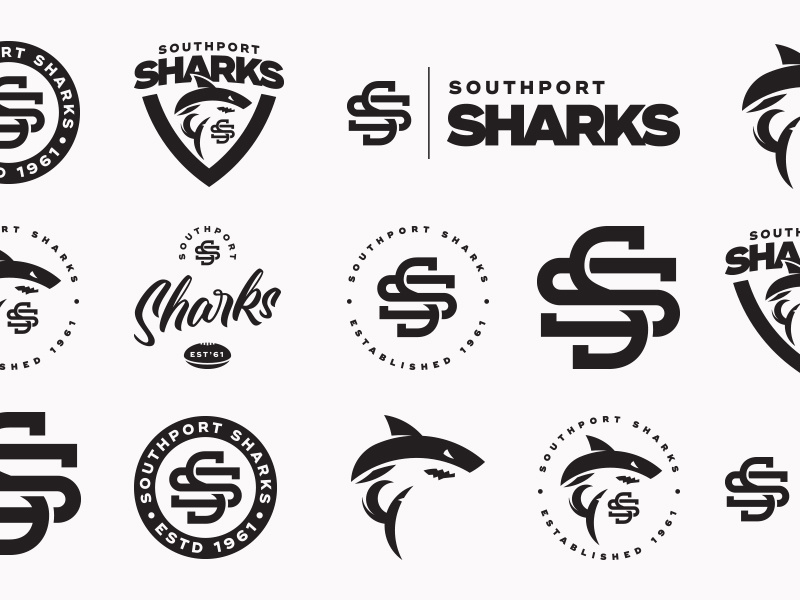 Sharks shield monogram football emblem shark logo