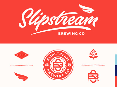 Slipstream Brewing Co beer branding calligraphy hops lettering logo monogram process