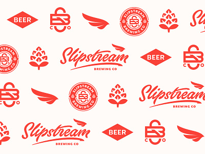 Slipstream Brewing Co beer branding calligraphy hops lettering logo monogram process