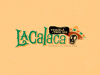 LaCalaca bar branding corporate identity design agency food hand drawn logo logo design matt vergotis mexican restaurant skull speech bubble texture verg verg advertising weathered