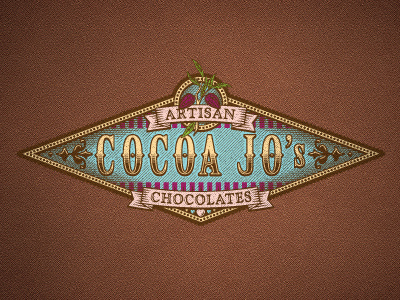 Cocoa Jo's badge branding chocolate corporate identity design agency emblem label lettering logo logo design matt vergotis traditional verg verg advertising