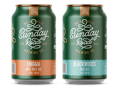 Sunday Road beer beer can branding brewery calligraphy craft beer identity lettering logo packaging sunday